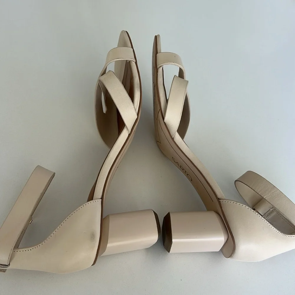 SARTO BY FRANCO SARTO Lusso Ankle Strap Block Heel Sandal Bone Color Size 8